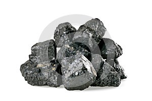 Pile of coal isolated on white