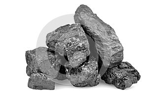 Pile of coal isolated on white