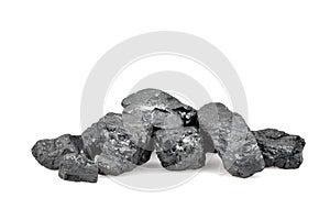 Pile of coal isolated on white