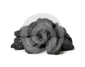 Pile of coal isolated on white