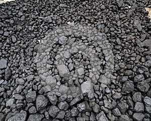 Pile of coal piled and ready for steam engine