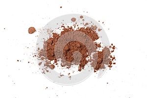 Pile of cocoa powder isolated on white background