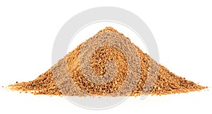 Pile of coconut palm sugar isolated on white background. Coco sap sugar or coconut blossom