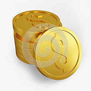 Pile of coins dollar icon gold color 3D currency symbols