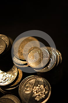 A pile of coins glowed with gold photo