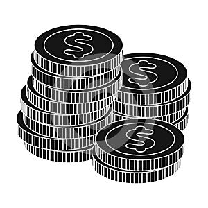 A pile of coins for reckoning in a casino. Gambling.Kasino single icon in black style vector symbol stock illustration.