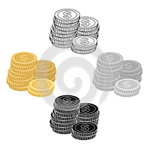 A pile of coins for reckoning in a casino. Gambling.Kasino single icon in cartoon style vector symbol stock illustration