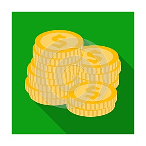 A pile of coins for reckoning in a casino. Gambling.Kasino single icon in flat style vector symbol stock illustration.