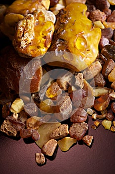 Pile of colored Baltic amber