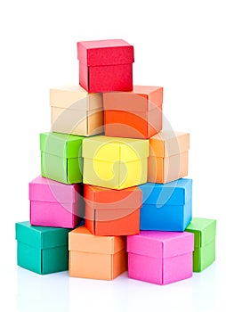 Pile of colored boxes