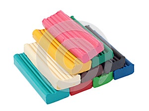 Pile of colored plasticine bricks