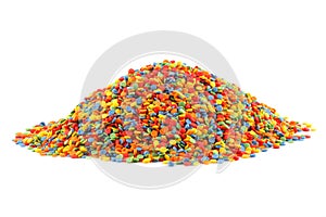 pile of colored sugar sprinkle dots isolated on white