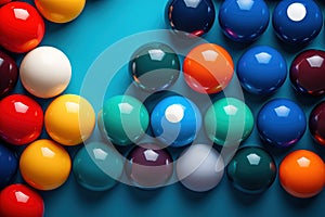 pile of colorful billiard balls close-up