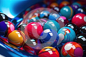 pile of colorful billiard balls close-up