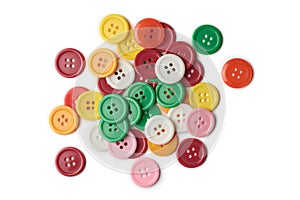 pile of colorful buttons isolated on white