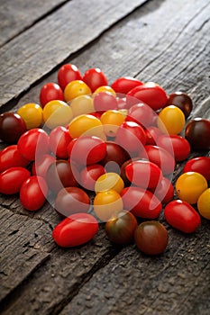 Pile of colorful cherry tomatoes