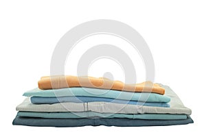 Pile of colorful clothes and Beautiful summer isolated on white