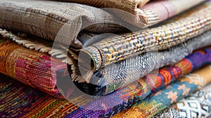 A Pile of Colorful Cloths on a Table