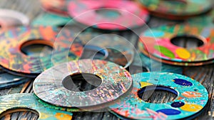 Pile of Colorful Compact Discs on Display