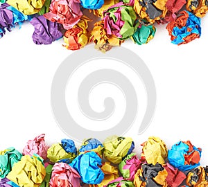 Pile of colorful crumbled paper balls
