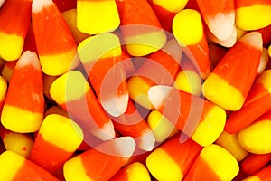 Pile of colorful Halloween candy corn