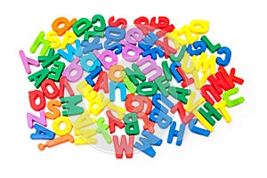 Pile of colorful magnetic letters