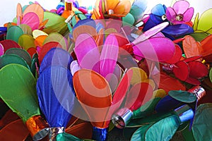 Pile of colorful paper candle lanterns for a festival in Luang Prabang, Laos