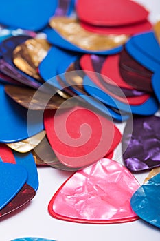 Pile of colorful plastic guitar picks