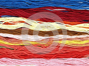 pile of colorful yarn texture background