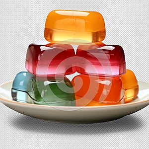 Pile of colourful jelly candies isolated on transparent background