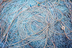 Pile of commercial fishing net