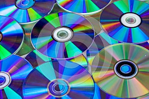 Pile of compact discs. Retro technology