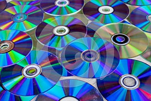 Pile of compact discs. Retro technology