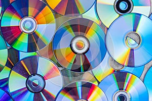 Pile of compact discs. Retro technology