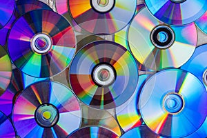 Pile of compact discs. Retro technology