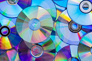 Pile of compact discs. Retro technology