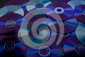 Pile of compact discs. Retro technology