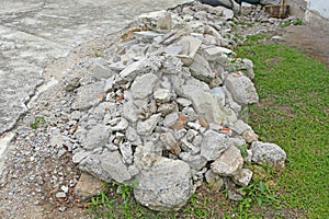 Pile of concrete after demolition