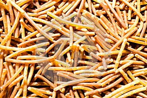 Close-up of cooked polyphosphate noodles