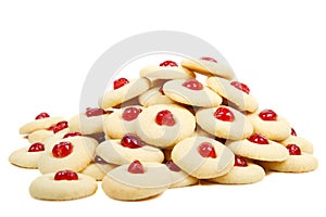 Pile of cookies with cherries