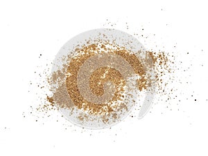 Pile of coriander powder isolated on white background