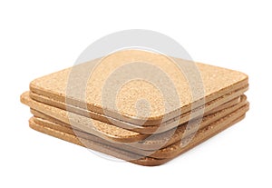 Pile of cork textured coasters