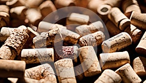 A pile of corks from wine bottles photo