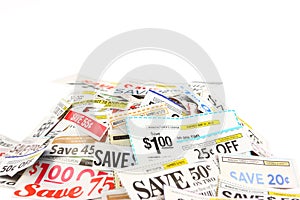 Pile Of Coupons On White