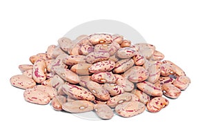 Pile Cranberry Bean isolated on white background.