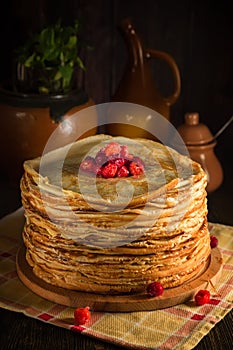 The pile of crepes pancakes