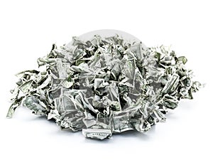 Pile of crumpled 100 dollar banknotes