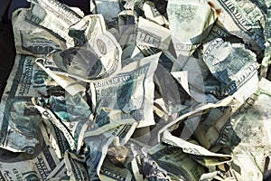 Pile of crumpled dollars