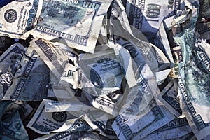 Pile of crumpled dollars