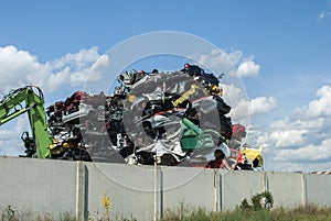 Pile of crushed cars